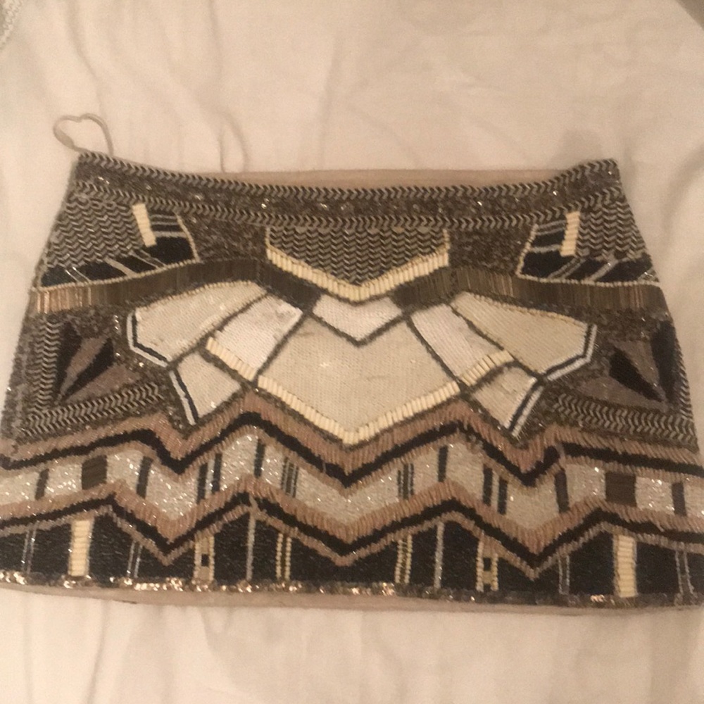 All Saints Beaded ivory ebony skirt